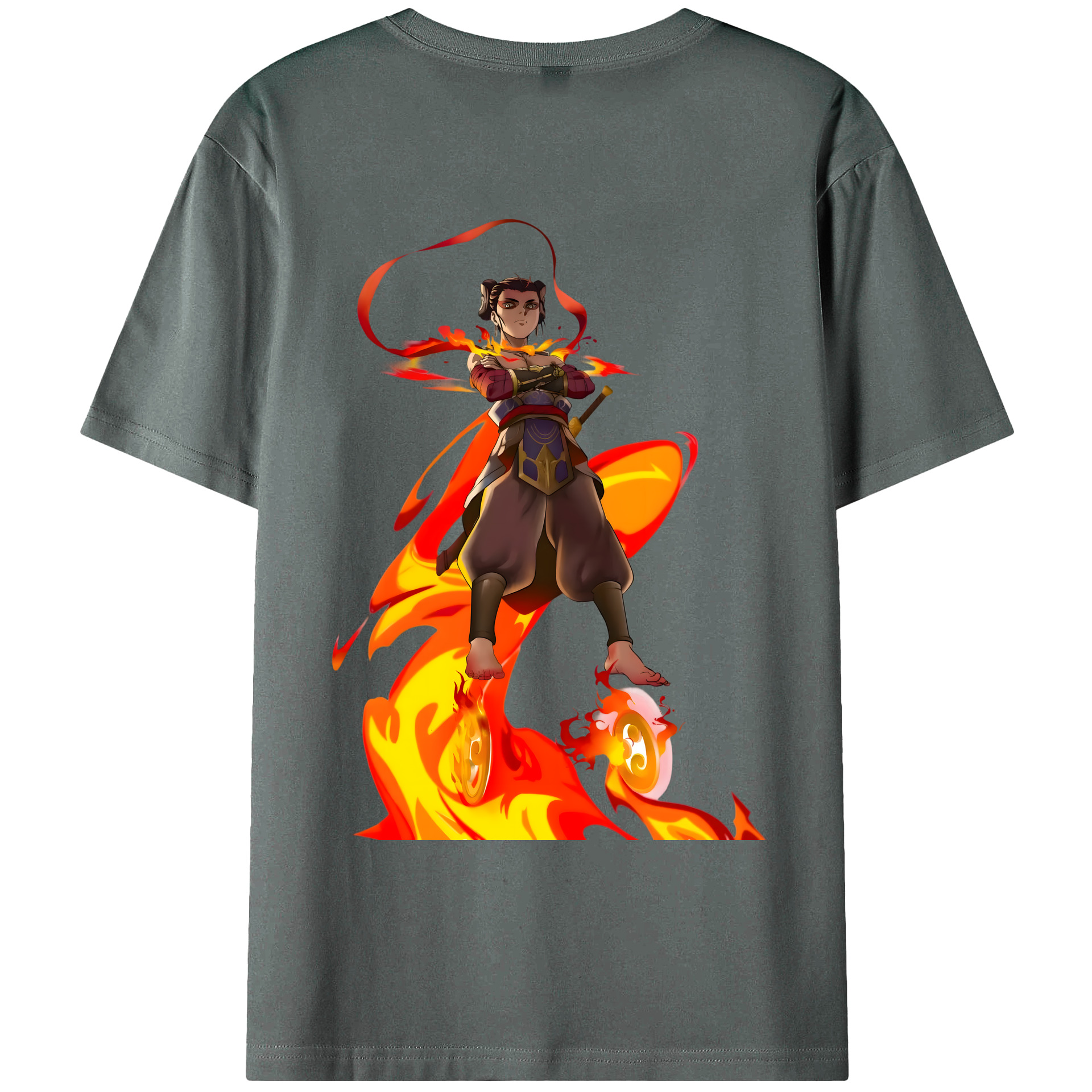 （画像用） Ne Zha 2 ナタ 魔童の大暴れ 綿100％ メンズ半袖Tシャツ（バックプリント） 通気性